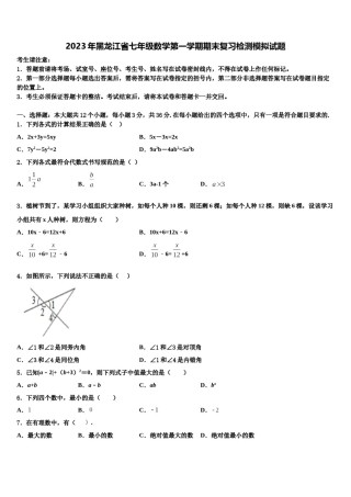 2023年黑龙江省七年级数学第一学期期末复习检测模拟试题含解析.doc