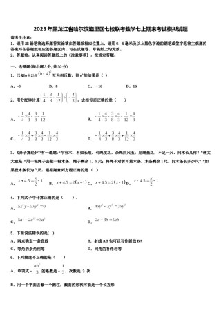 2023年黑龙江省哈尔滨道里区七校联考数学七上期末考试模拟试题含解析.doc
