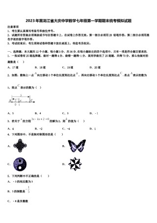 2023年黑龙江省大庆中学数学七年级第一学期期末统考模拟试题含解析.doc