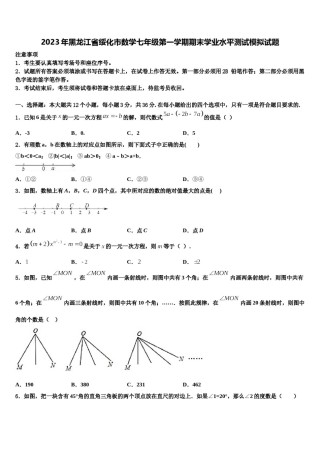 2023年黑龙江省绥化市数学七年级第一学期期末学业水平测试模拟试题含解析.doc