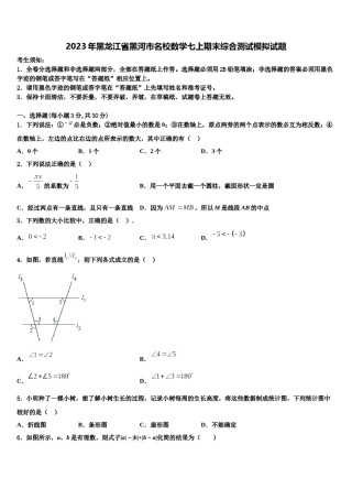 2023年黑龙江省黑河市名校数学七上期末综合测试模拟试题含解析.doc