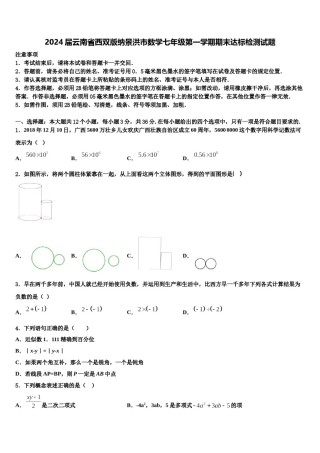 2024届云南省西双版纳景洪市数学七年级第一学期期末达标检测试题含解析.doc