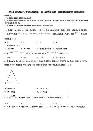 2024届内蒙古兴安盟地区两旗一县七年级数学第一学期期末复习检测模拟试题含解析.doc