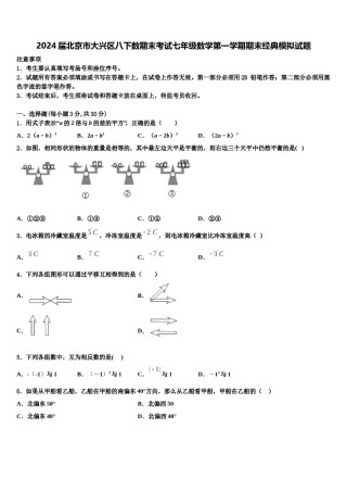 2024届北京市大兴区八下数期末考试七年级数学第一学期期末经典模拟试题含解析.doc