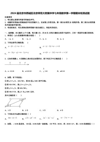 2024届北京市西城区北京师范大附属中学七年级数学第一学期期末检测试题含解析.doc