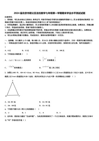 2024届北京市顺义区名校数学七年级第一学期期末学业水平测试试题含解析.doc