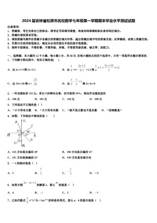 2024届吉林省松原市名校数学七年级第一学期期末学业水平测试试题含解析.doc