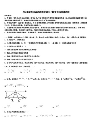 2024届吉林省辽源市数学七上期末达标测试试题含解析.doc