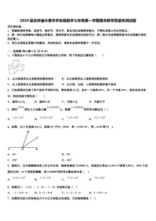 2024届吉林省长春市农安县数学七年级第一学期期末教学质量检测试题含解析.doc