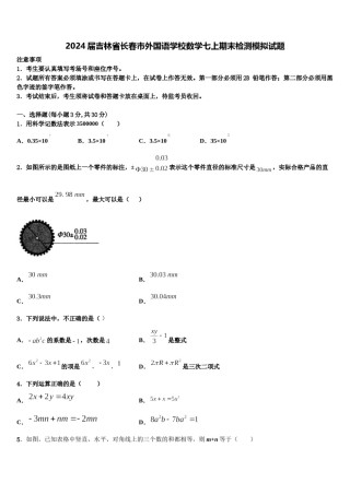 2024届吉林省长春市外国语学校数学七上期末检测模拟试题含解析.doc