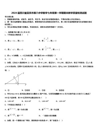 2024届四川省宜宾市第八中学数学七年级第一学期期末教学质量检测试题含解析.doc
