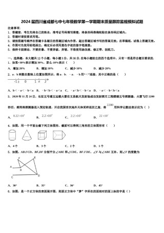 2024届四川省成都七中七年级数学第一学期期末质量跟踪监视模拟试题含解析.doc