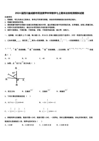 2024届四川省成都市双流黄甲中学数学七上期末达标检测模拟试题含解析.doc