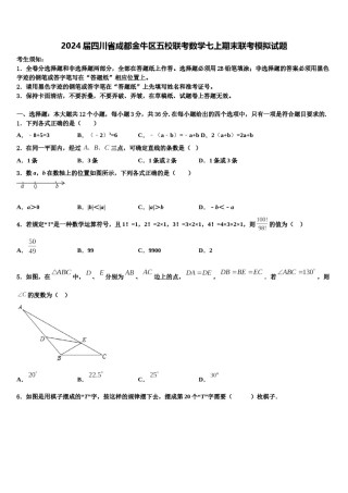 2024届四川省成都金牛区五校联考数学七上期末联考模拟试题含解析.doc