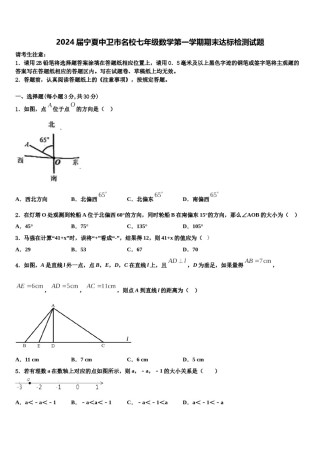 2024届宁夏中卫市名校七年级数学第一学期期末达标检测试题含解析.doc