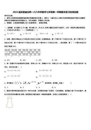 2024届安徽省合肥一六八中学数学七年级第一学期期末复习检测试题含解析.doc