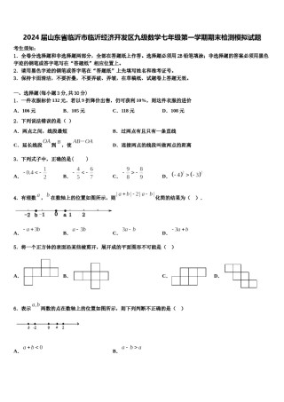 2024届山东省临沂市临沂经济开发区九级数学七年级第一学期期末检测模拟试题含解析.doc