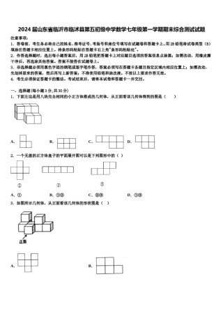 2024届山东省临沂市临沭县第五初级中学数学七年级第一学期期末综合测试试题含解析.doc