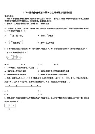 2024届山东省临清市数学七上期末达标测试试题含解析.doc