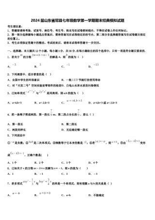 2024届山东省冠县七年级数学第一学期期末经典模拟试题含解析.doc