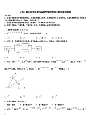 2024届山东省新泰市谷里中学数学七上期末监测试题含解析.doc