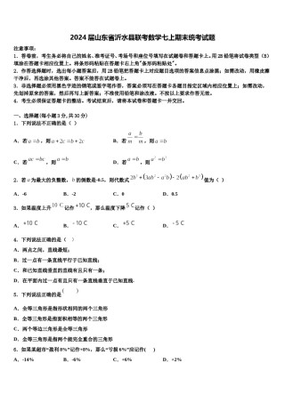 2024届山东省沂水县联考数学七上期末统考试题含解析.doc