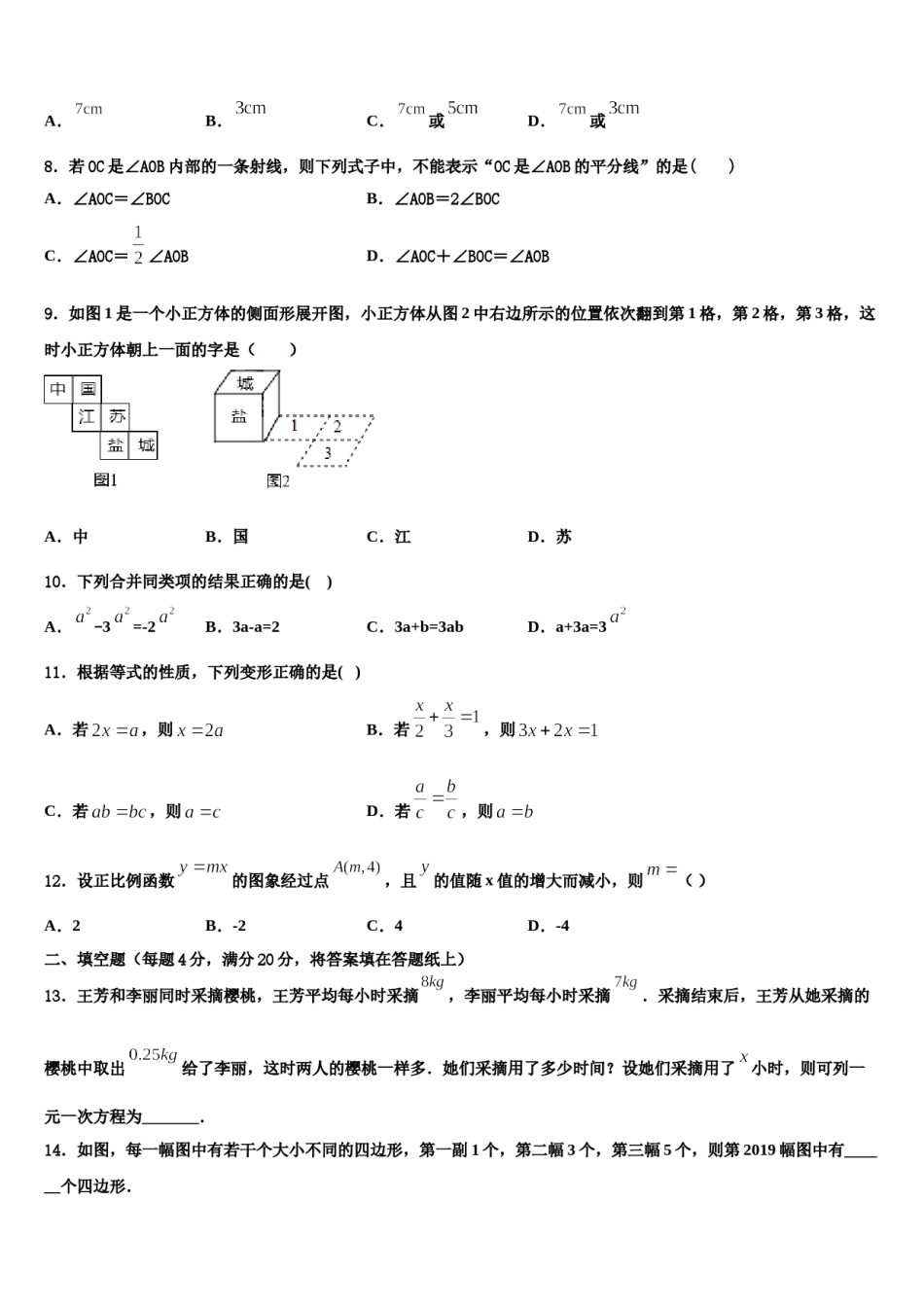 2024届山东省泰安市数学七上期末教学质量检测试题含解析.doc_第2页