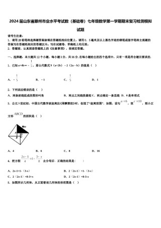 2024届山东省滕州市业水平考试数（基础卷）七年级数学第一学期期末复习检测模拟试题含解析.doc