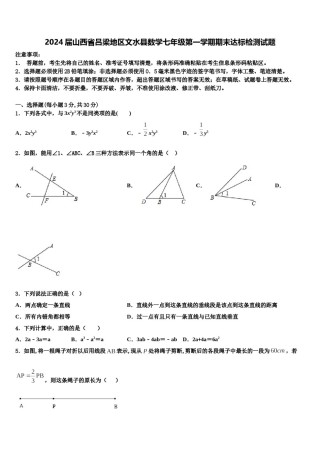 2024届山西省吕梁地区文水县数学七年级第一学期期末达标检测试题含解析.doc