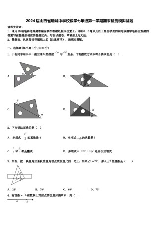 2024届山西省运城中学校数学七年级第一学期期末检测模拟试题含解析.doc
