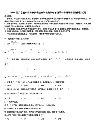 2024届广东省东莞市寮步镇信义学校数学七年级第一学期期末经典模拟试题含解析.doc