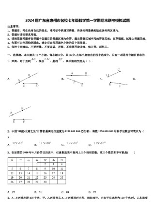 2024届广东省惠州市名校七年级数学第一学期期末联考模拟试题含解析.doc