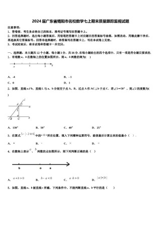 2024届广东省揭阳市名校数学七上期末质量跟踪监视试题含解析.doc