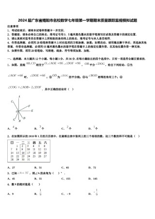 2024届广东省揭阳市名校数学七年级第一学期期末质量跟踪监视模拟试题含解析.doc