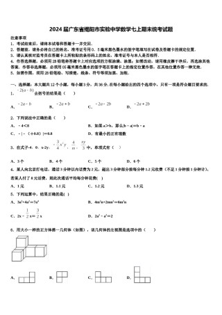 2024届广东省揭阳市实验中学数学七上期末统考试题含解析.doc