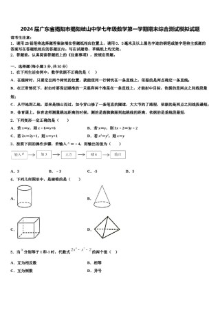 2024届广东省揭阳市揭阳岐山中学七年级数学第一学期期末综合测试模拟试题含解析.doc
