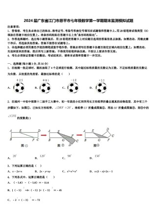 2024届广东省江门市恩平市七年级数学第一学期期末监测模拟试题含解析.doc