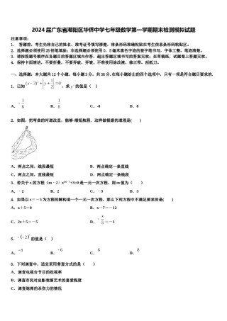 2024届广东省潮阳区华侨中学七年级数学第一学期期末检测模拟试题含解析.doc