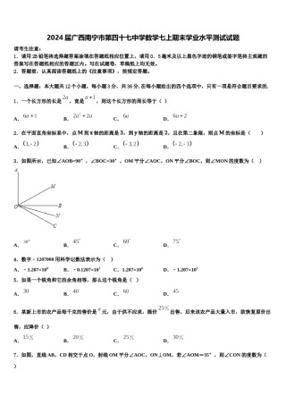 2024届广西南宁市第四十七中学数学七上期末学业水平测试试题含解析.doc