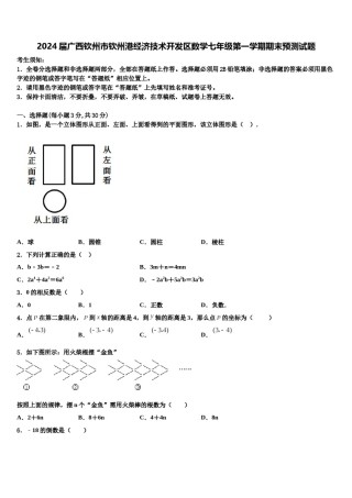 2024届广西钦州市钦州港经济技术开发区数学七年级第一学期期末预测试题含解析.doc