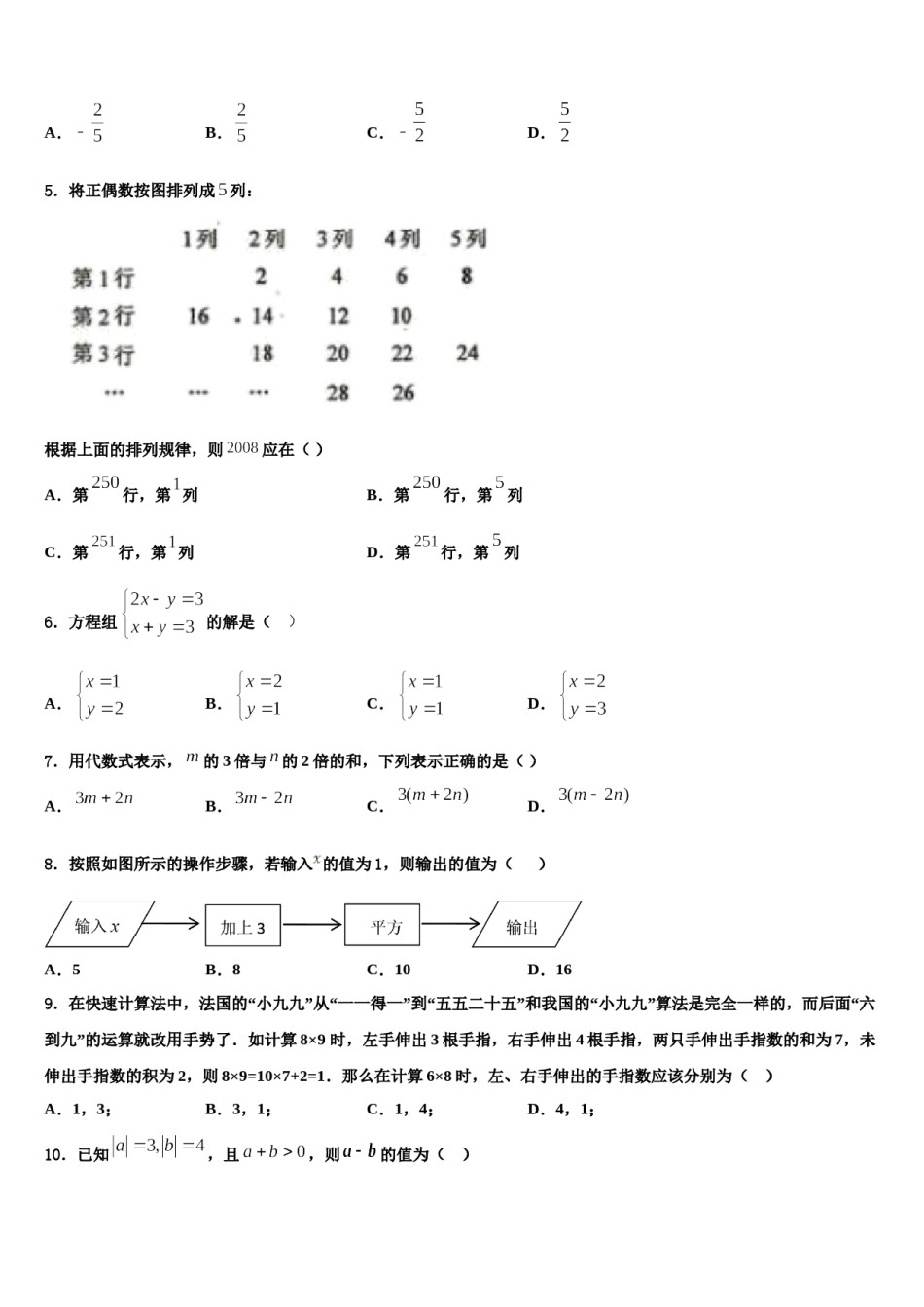 2024届江苏省南京市栖霞区、雨花区、江宁区数学七年级第一学期期末综合测试模拟试题含解析.doc_第2页