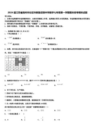 2024届江苏省扬州市仪征市新集初级中学数学七年级第一学期期末统考模拟试题含解析.doc