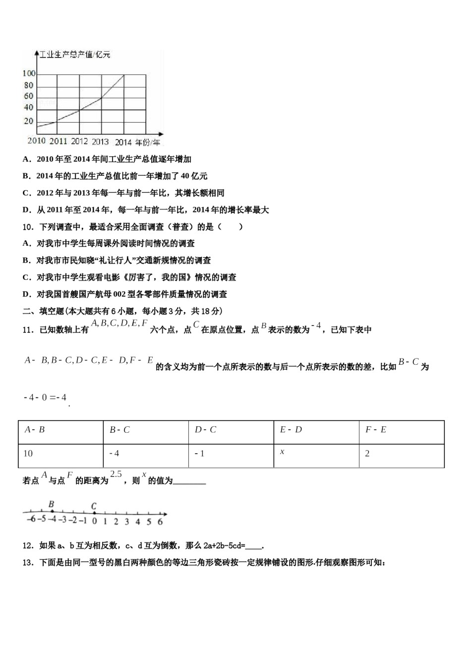 2024届江苏省泰州市高港区七年级数学第一学期期末质量检测试题含解析.doc_第2页