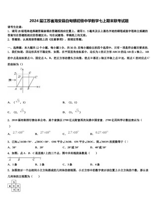 2024届江苏省海安县白甸镇初级中学数学七上期末联考试题含解析.doc