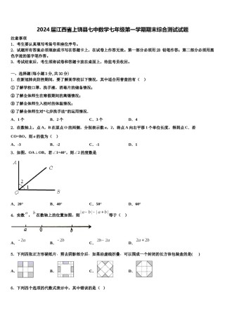 2024届江西省上饶县七中数学七年级第一学期期末综合测试试题含解析.doc