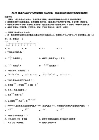 2024届江西省吉安八中学数学七年级第一学期期末质量跟踪监视模拟试题含解析.doc