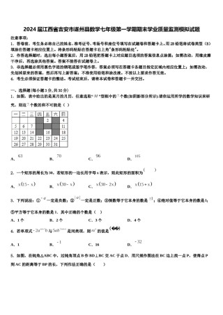 2024届江西省吉安市遂州县数学七年级第一学期期末学业质量监测模拟试题含解析.doc