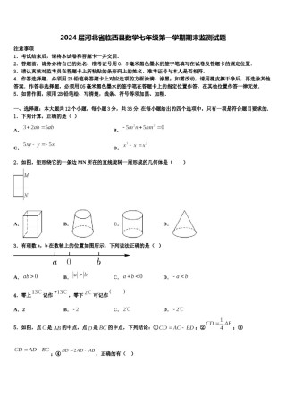 2024届河北省临西县数学七年级第一学期期末监测试题含解析.doc
