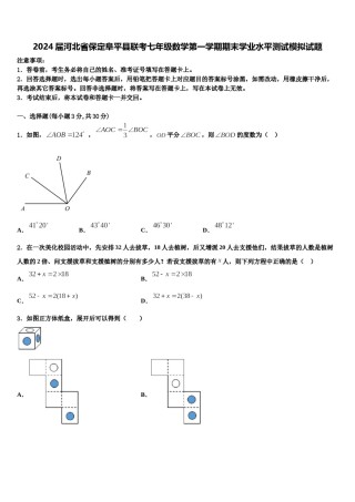 2024届河北省保定阜平县联考七年级数学第一学期期末学业水平测试模拟试题含解析.doc