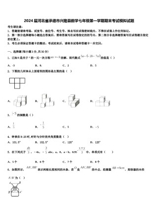 2024届河北省承德市兴隆县数学七年级第一学期期末考试模拟试题含解析.doc